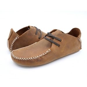 Comfortfusse Womens 7 Moccasin Shoes Brown Leather 2 Eye Lace Up Casual EUR 37